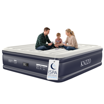 Knzzo King Air Mattress with Built-In Pump, 18-Inch Raised Air Bed for Guests, Home and Travel, Navy